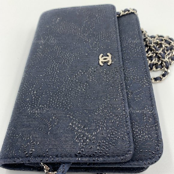 Authentic CHANEL Lace Embossed Wallet-on-the-chain WOC Crossbody Flap bag - Picture 8 of 16